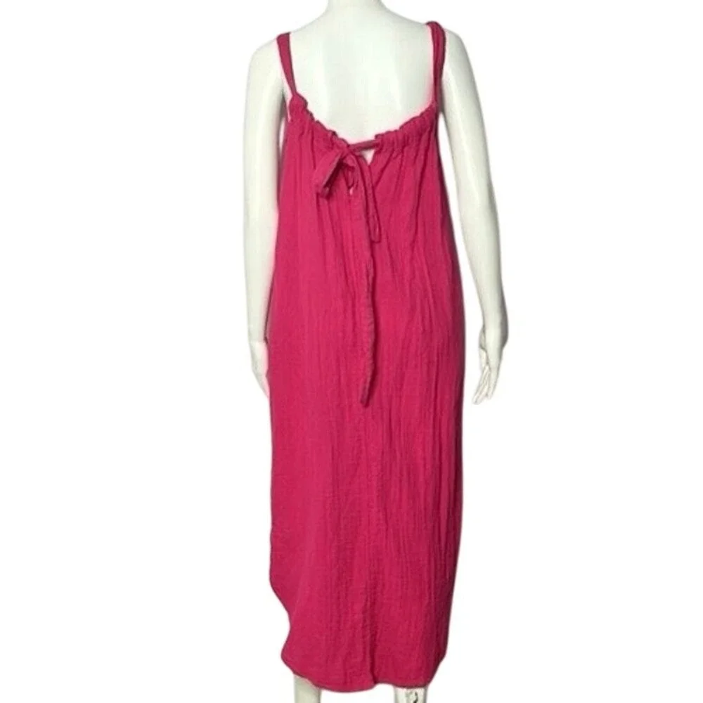 Old Navy Women's‎ Pink Gauze Cami Midi Dress Tie Back Size Small - Picture 4 of 7